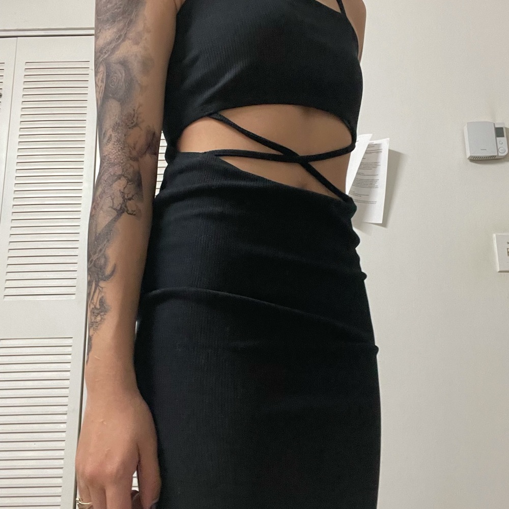 Black Strappy Cut Out Dress Size M